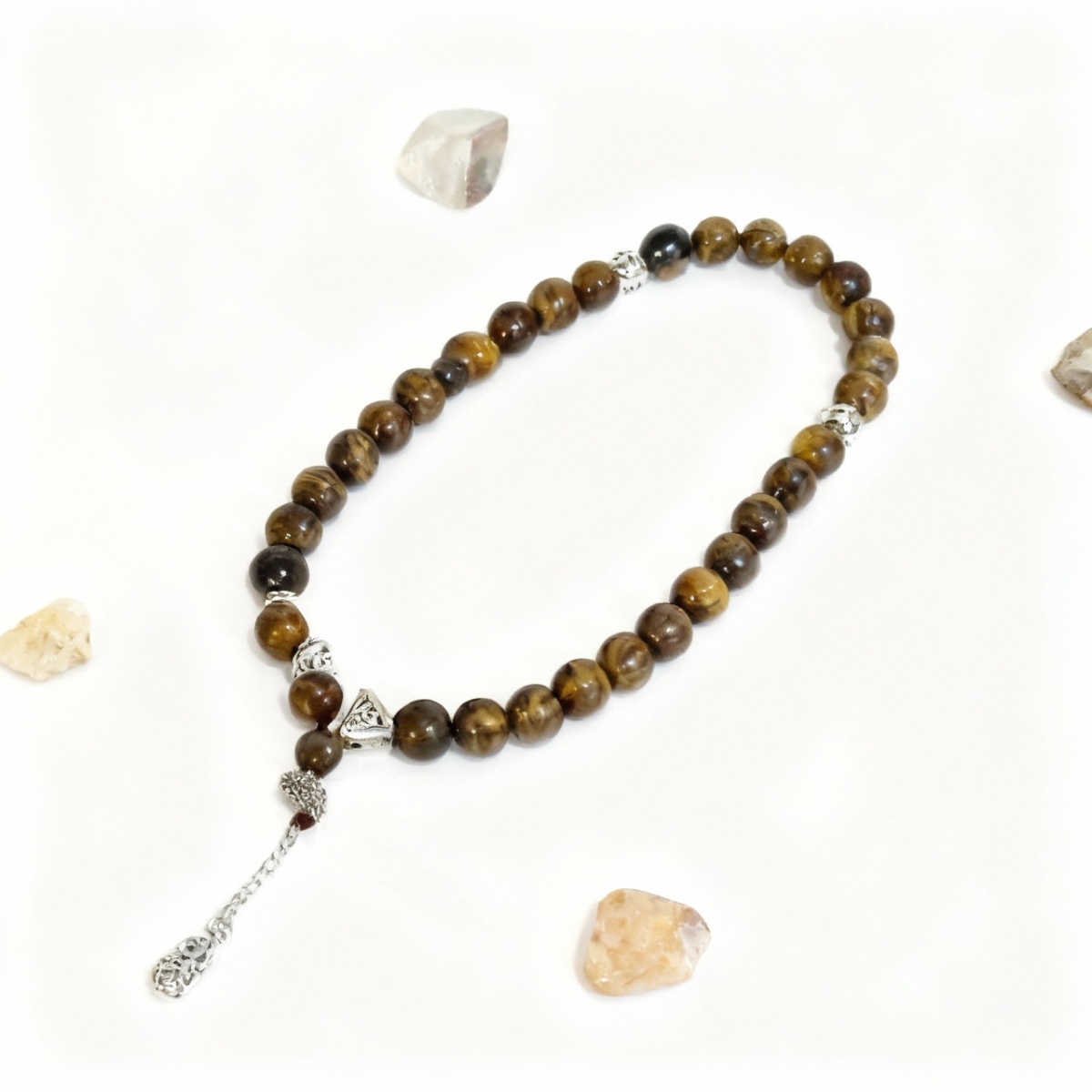 El Yapımı Kaplangözü Doğal Taş Tesbih (8mm) – Kararlılık ve Odak Simgesi