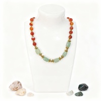 Akik, Aventurin ve Hematit Doğal Taş El Yapımı Kolyе – Enerji, Denge ve Zarafet