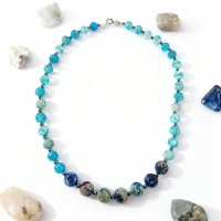 Jasper Mavi Akik ve Hematit Doğal Taş Takı Seti - Dengeleyici ve Güçlendirici