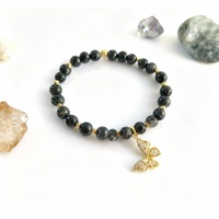 Kelebekli Siyah Akik Doğal Taş Takı Seti - Dönüşüm ve Koruma Enerjisi