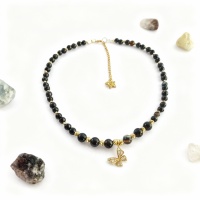 Kelebekli Siyah Akik Doğal Taş Takı Seti - Dönüşüm ve Koruma Enerjisi