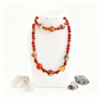 Kırmızı Akik ve Hematit Doğal Taş Takı Seti - Güç Cesaret ve Topraklama Enerjisi