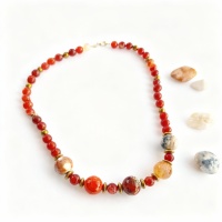 Kırmızı Akik ve Hematit Doğal Taş Takı Seti - Güç Cesaret ve Topraklama Enerjisi