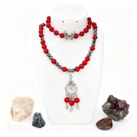 Kırmızı Havlit ve Hematit Doğal Taş Takı Seti - Sakinlik ve Denge Enerjisi