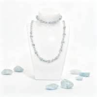 Mavi Topaz Doğal Taş El Yapımı Kolye & Bileklik Takı Seti - Huzur ve Sakinliğin Taşı